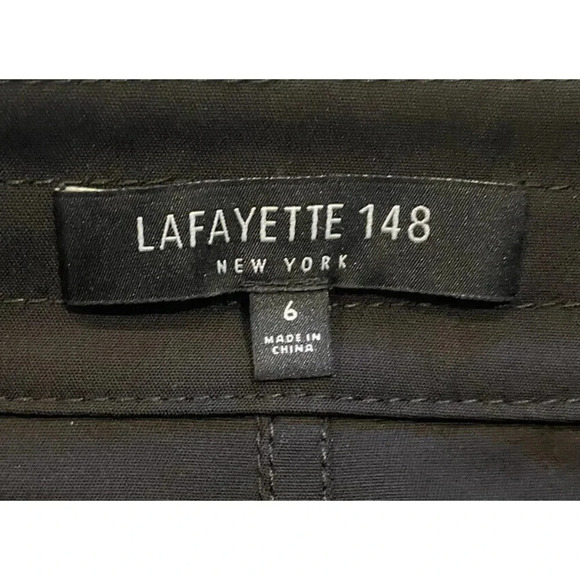 Lafayette 148 Skirt Straight Pencil Black Button Front Size 6 - Picture 2 of 4